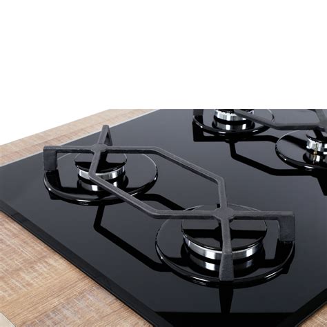 cda h44xw557xd515 gas on glass 4 burner hob black glass